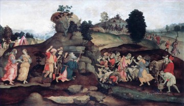 Moisés saca agua de la roca Christian Filippino Lippi Pinturas al óleo